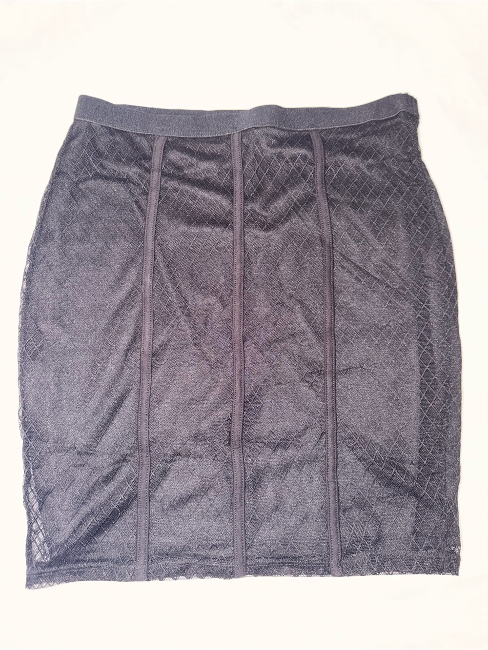 Bozzolo Black Textured Panel Pencil Skirt